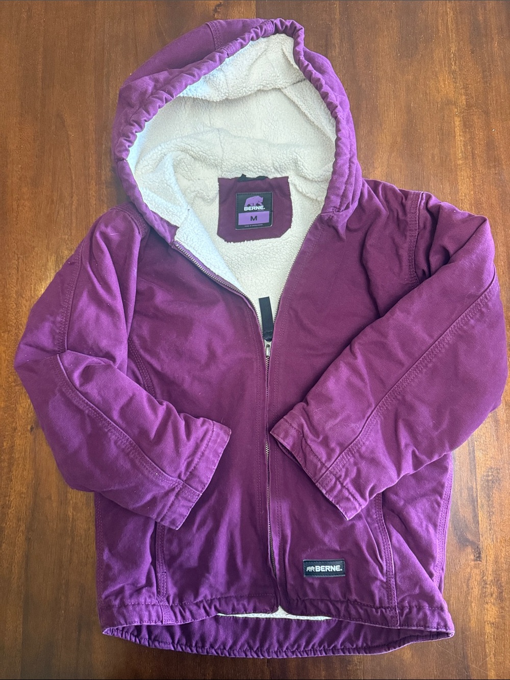 Berne Kids' Purple Sherpa-Lined Hooded Jacket